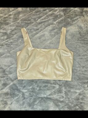 NWOT Express Mushroom Faux-Leather Crop Tank